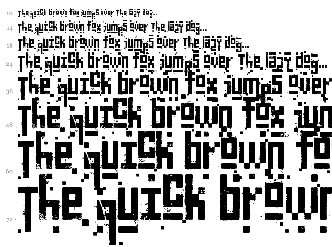 Pixelic War font waterfall